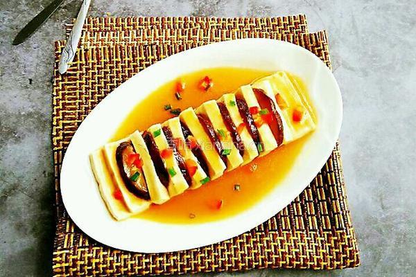 煎香菇片蒸豆腐的做法图解8