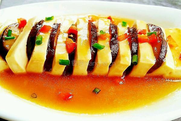 煎香菇片蒸豆腐的做法图解9