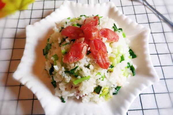 腊肠菜炒饭的做法图解1