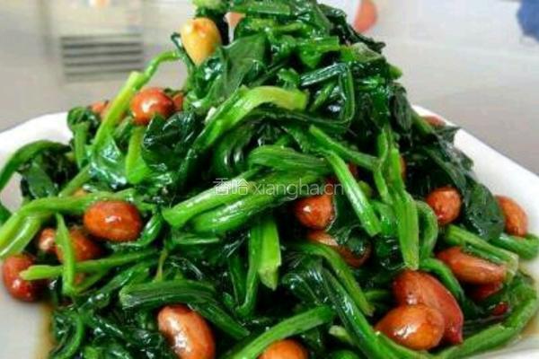 油炸花生米凉拌小菠菜