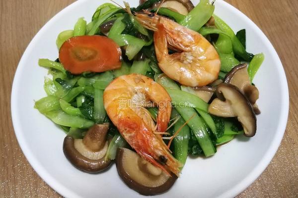 鲜虾香菇油菜的做法图解4