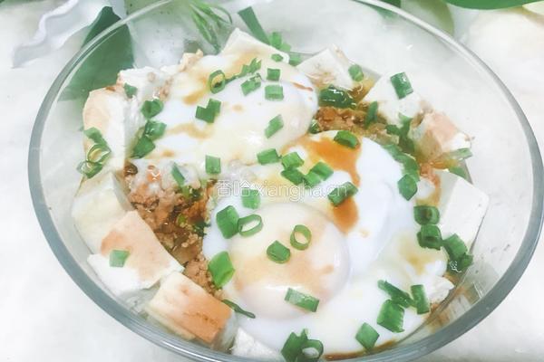 肉末榨菜蒸豆腐卧蛋的做法图解8
