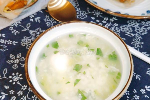 青菜鸡蛋粥的做法图解5