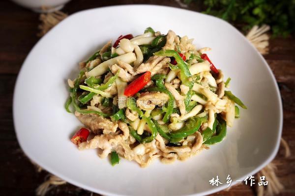 白玉菇辣炒肉丝的做法图解12