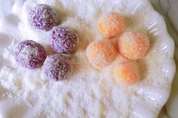 椰蓉双色薯球的做法图解5