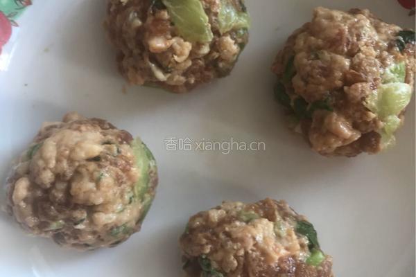 蒸油菜肉丸的做法图解4