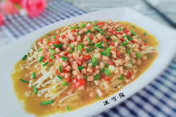 午餐肉蒸金针菇的做法图解7