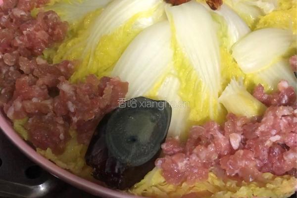 皮蛋肉沫蒸娃娃菜的做法图解4