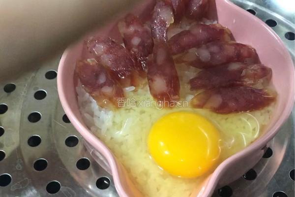 腊肠鸡蛋蒸饭的做法图解5