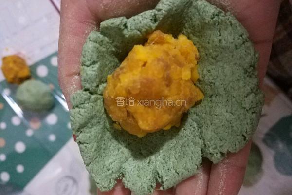 咸蛋黄肉松青团(少油少糖)的做法图解8