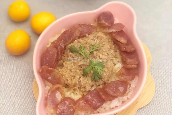 腊肠肉饼蒸饭的做法图解7