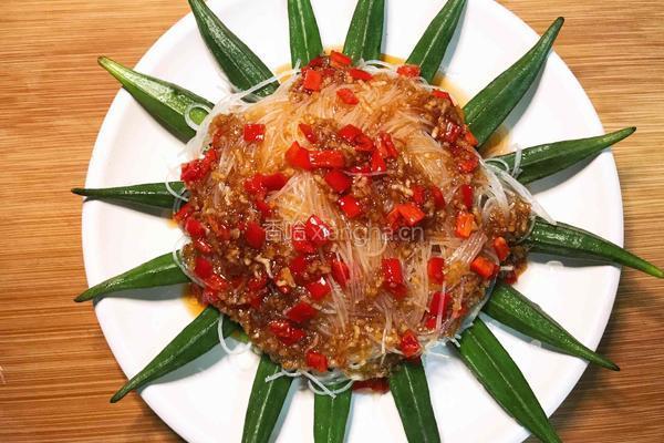 蒜蓉粉丝蒸秋葵的做法图解7