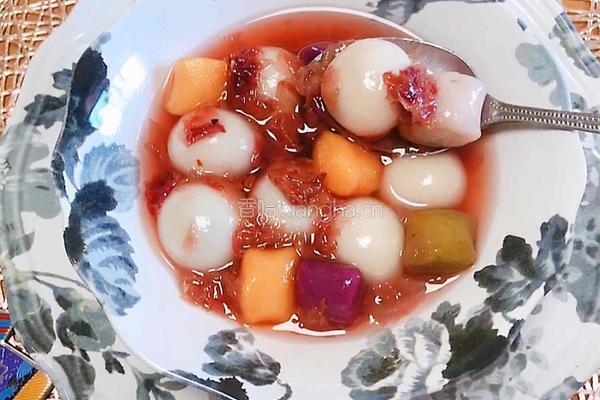 玫瑰花酿汤圆芋圆的做法图解7