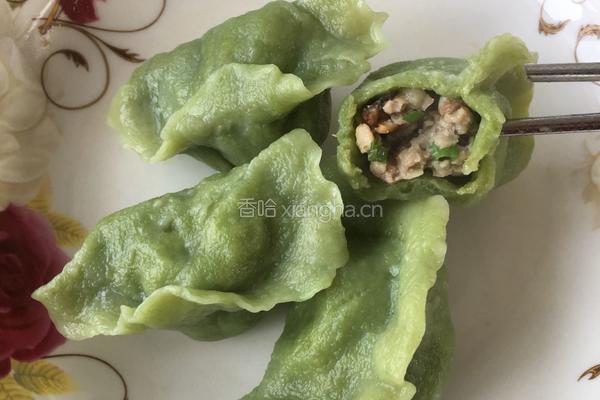 菠菜面猪肉大葱饺子的做法图解7