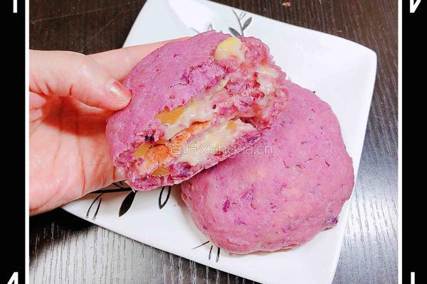 爆浆黄桃芝士紫薯包的做法图解13