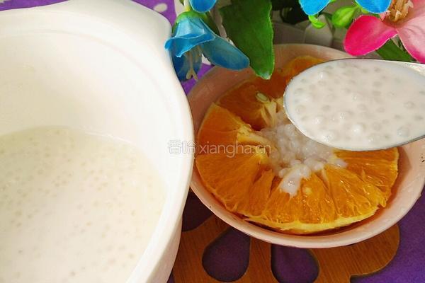 橙子奶香西米露的做法图解9