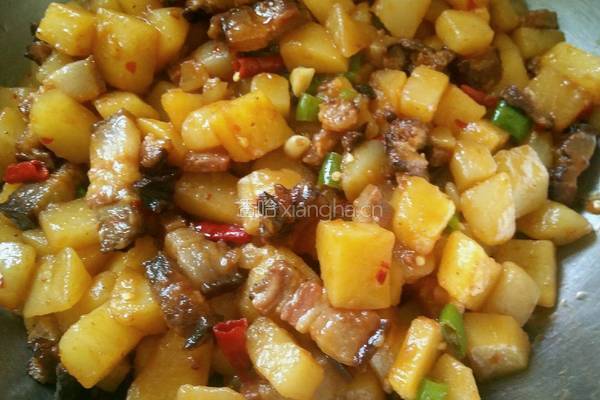 土豆烧腊肉的做法图解4