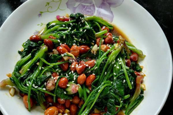 菠菜拌花生米的做法图解7
