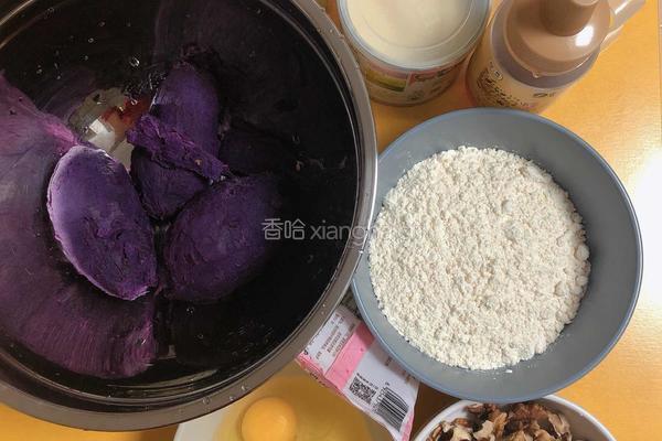 紫薯核桃麦芬蛋糕的做法图解1