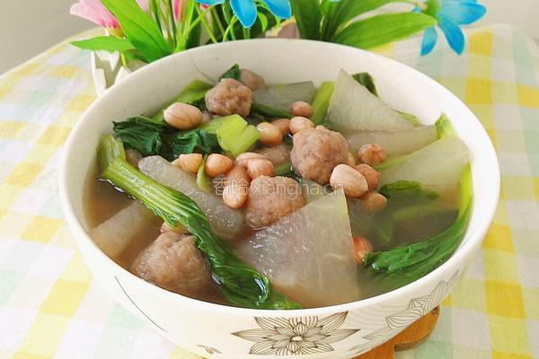 冬瓜青菜花生牛肉丸子汤的做法图解16