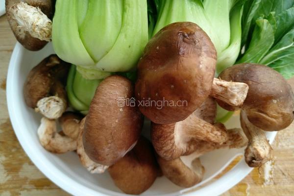 油菜炒香菇的做法图解1