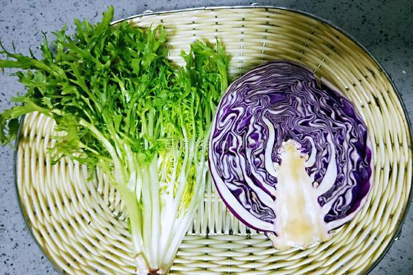 紫甘蓝拌苦菊的做法图解1
