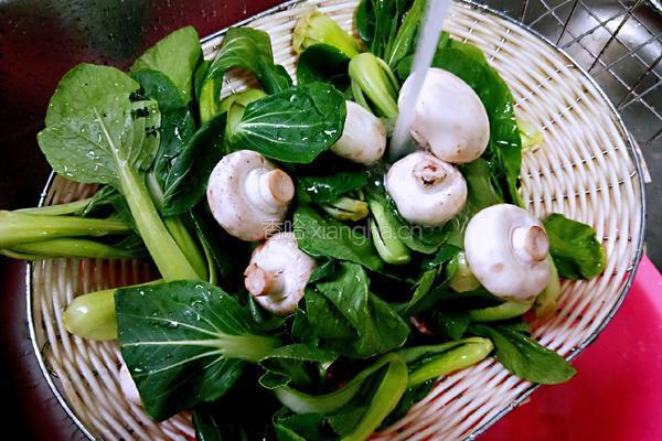 口蘑炒青菜的做法图解1