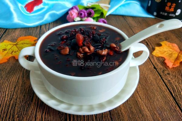 养生良方#黑芝麻黑豆核桃粥的做法图解8