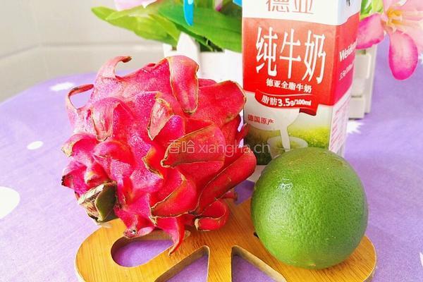 清新火龙果奶昔的做法图解1