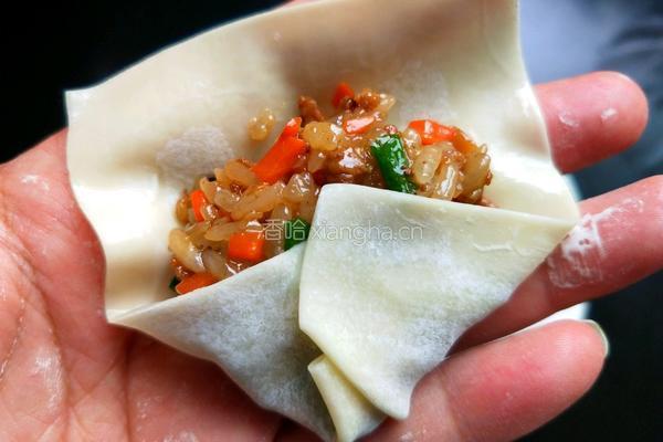 馄饨皮烧麦馅煎饼的做法图解17