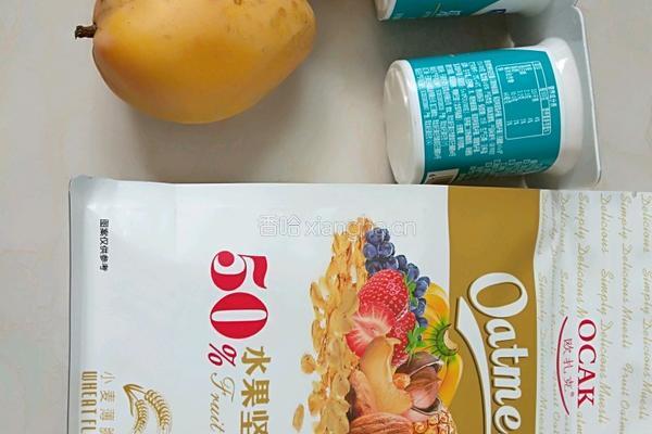 麦片芒果粒酸奶昔的做法图解1