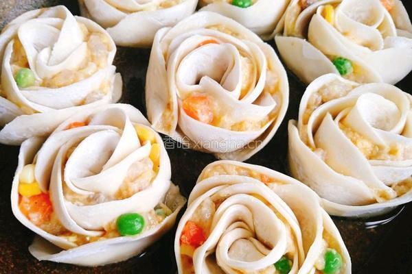 虾滑玫瑰花煎饺的做法图解8