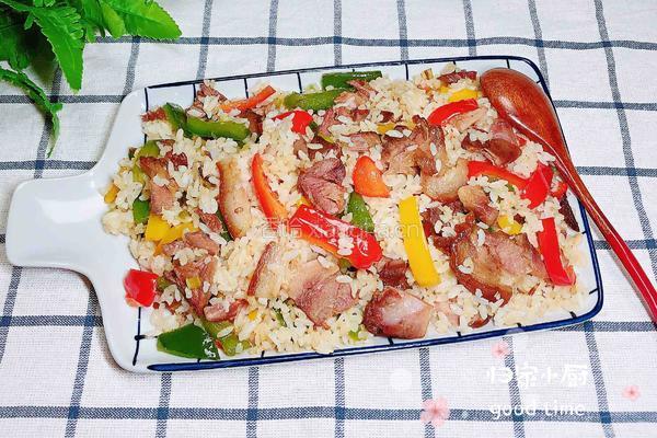 彩椒肘花肉炒饭（5分钟快手炒饭）的做法图解13