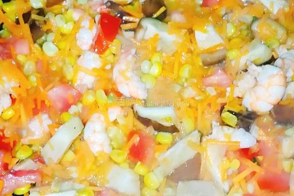 香菇鲜虾炒饭的做法图解4