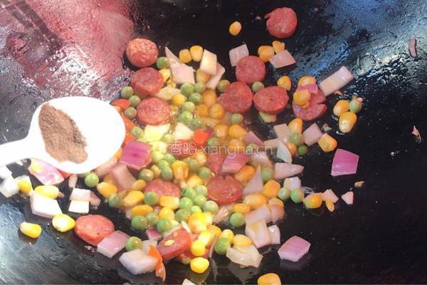 牛肉肠炒饭的做法图解4