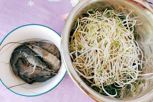 清蒸豆芽虾的做法图解1