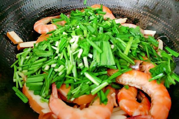 豆腐干韭菜炒虾的做法图解12