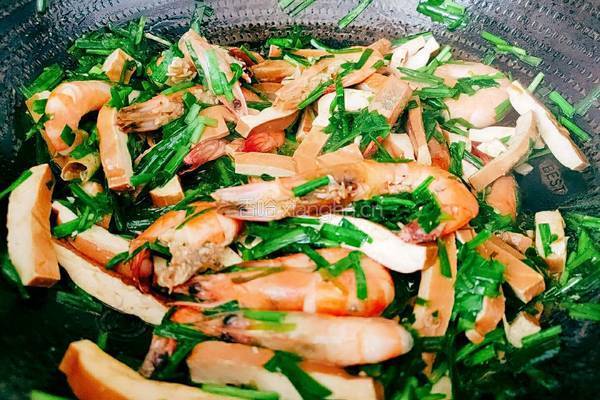 豆腐干韭菜炒虾的做法图解15