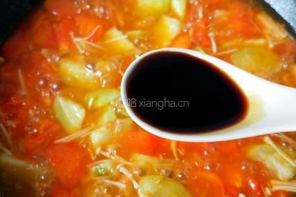 茄汁丝瓜菌菇汤的做法图解13