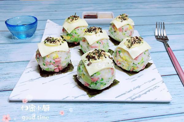 西兰花玉米芝士饭团的做法图解19