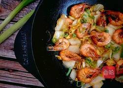 中式炒菜の铁锅鲜虾白菜的做法图解12