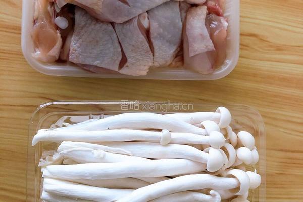 海鲜菇焖鸡的做法图解1