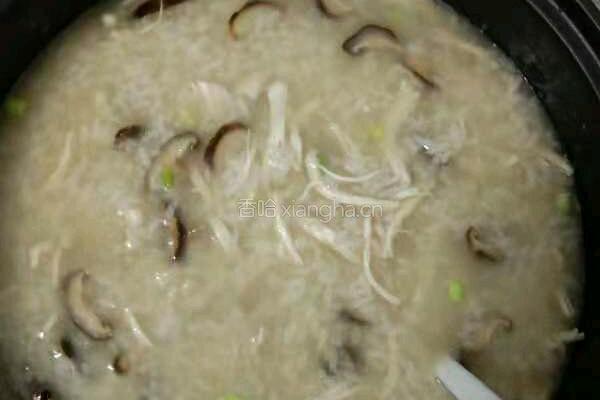 香菇鸡丝粥的做法图解8