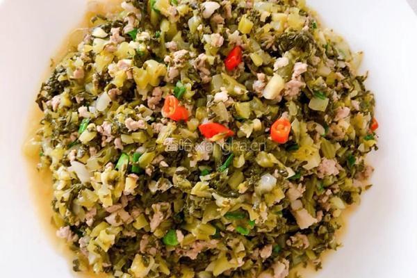 酸芥菜炒肉末的做法图解8