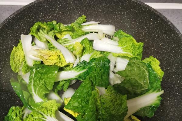 虾皮炒小油菜的做法图解4