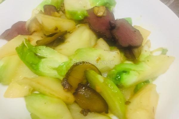 儿菜（抱子芥）炒腊肉的做法图解7