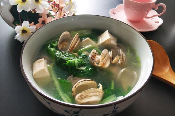 小白菜蚶子豆腐汤的做法图解14