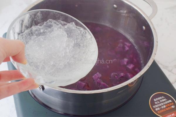 桃胶皂角米雪燕紫薯羹的做法图解9
