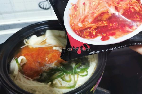 辣白菜豆腐海带汤的做法图解7