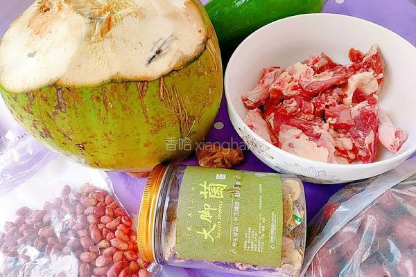 木瓜大脚菌椰汁鸭肉汤的做法图解2